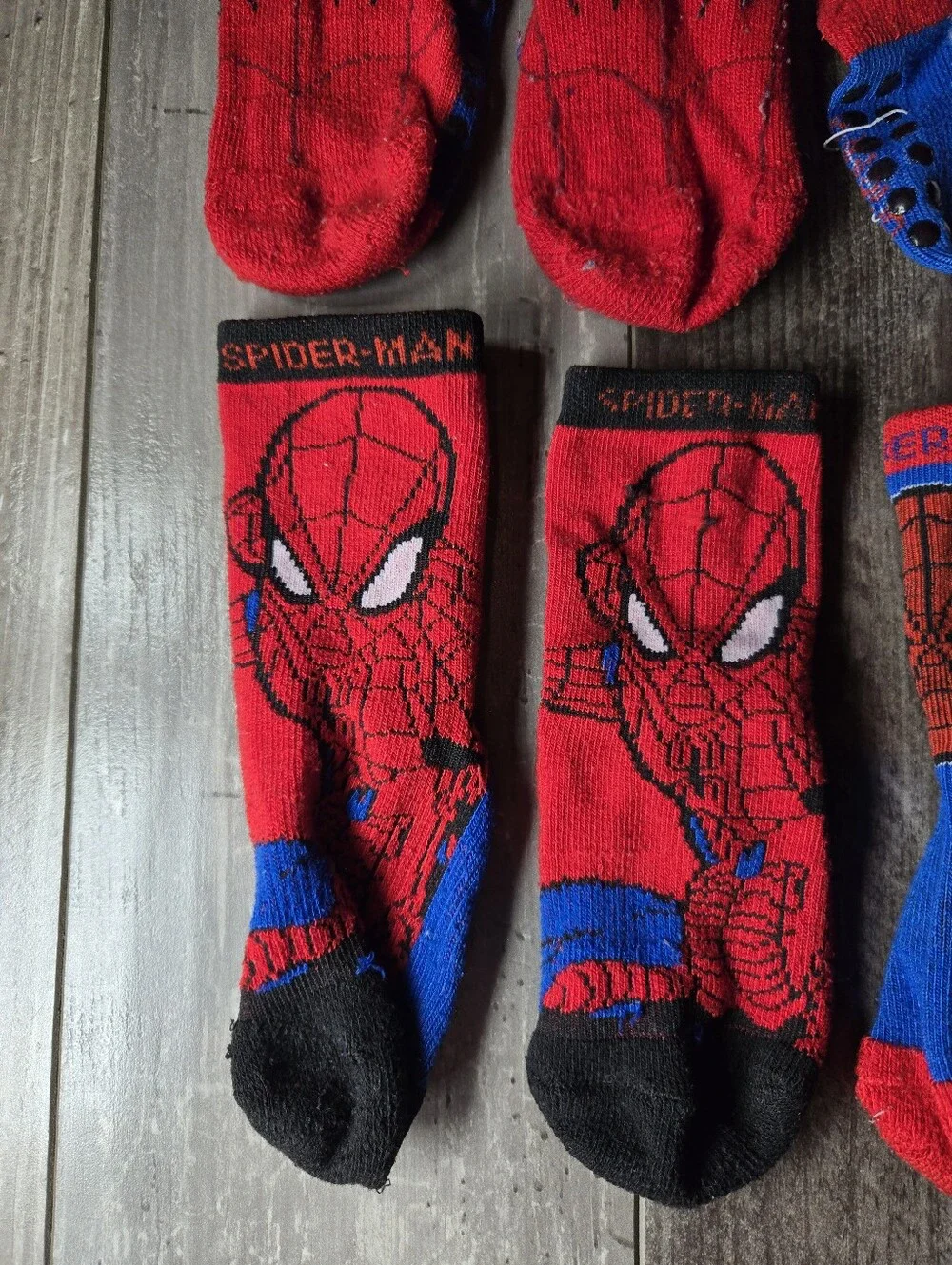 Marvel Spider‑Man Red & Blue Non‑Slip Socks Set – Boys 12m‑2T